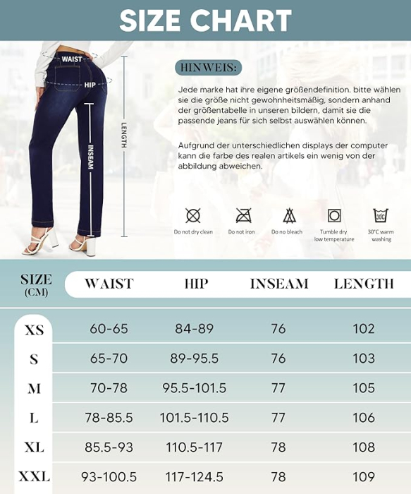 Blugi albastri elastici, drepti pentru femei, 4 buzunare, M [6]