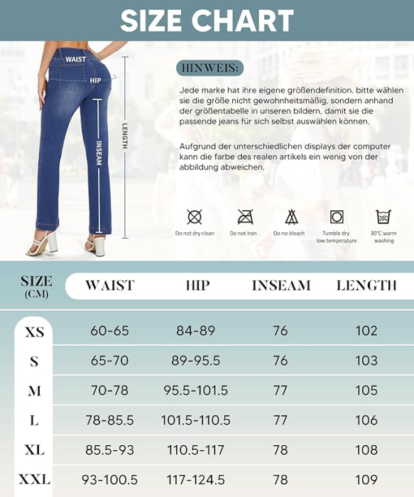 Blugi albastri elastici, drepti pentru femei, 4 buzunare, 2XL [6]