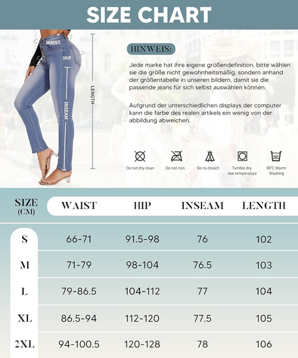 Blugi albastri elastici, mulati pentru femei, 4 buzunare, XL [6]