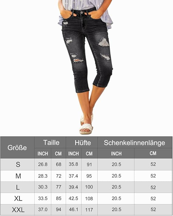 Blugi albastru inchis pentru femei, elastici. 3 sferturi, 2XL [7]