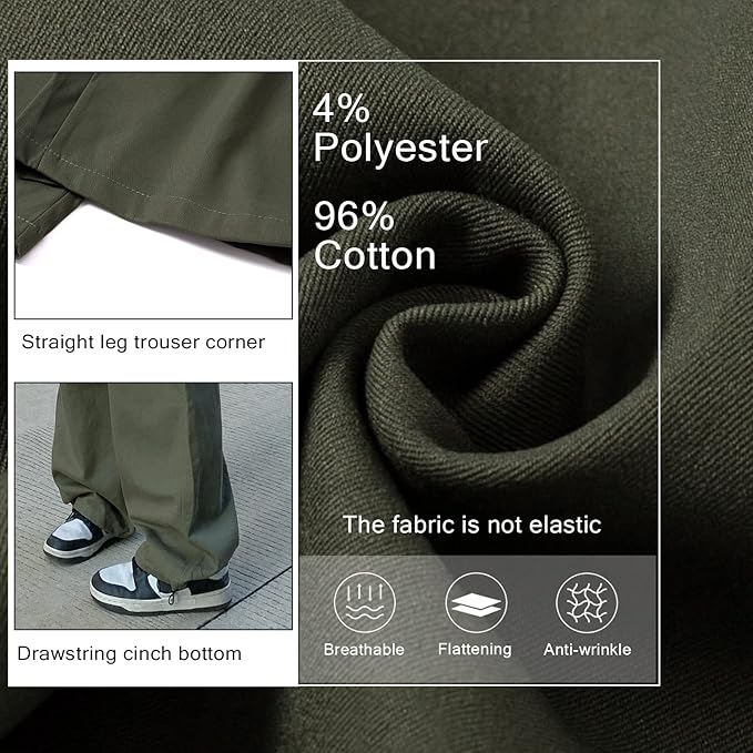 Pantaloni largi, respirabili, pentru uz zilnic, verde inchis XL [3]