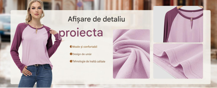 Bluza violet, lejera pentru femei, cu maneci lungi, L [3]