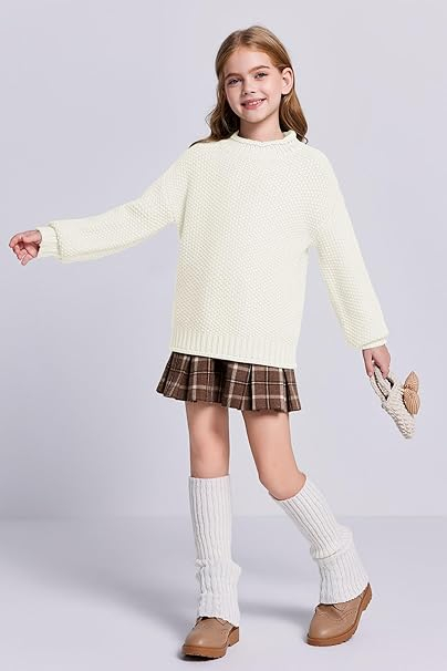 Bluza alba lejera, pentru copii, cu maneci lungi, pulover casual 6 ani [3]