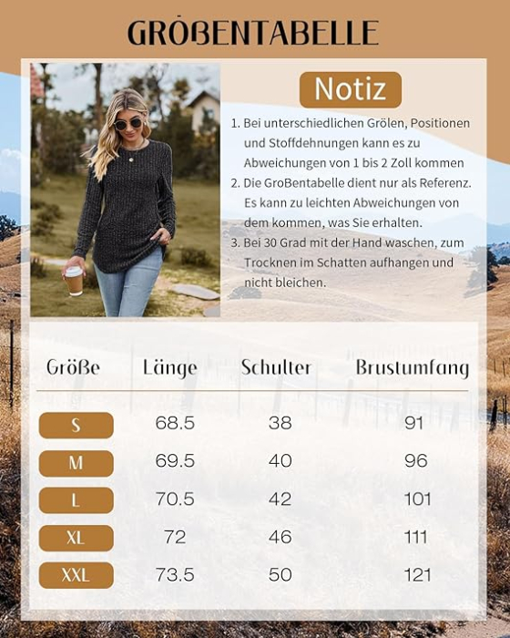 Bluza gri lejera pentru femei, Pulover tricotat cu torsade, cu maneci lungi, S [5]