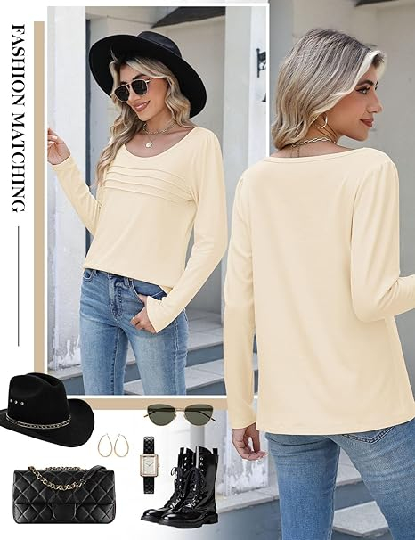 Bluza bej lejera pentru femei, cu maneci lungi, L [4]