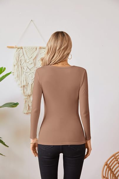 Bluză kaki Damă Tricotată, Mâneci Lungi, Decolteu Rotund, Slim Fit, M [2]