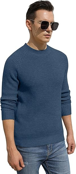 Bluza albastrudeschis casual respirabila pentru barbati, pulover tricotat, XL [4]