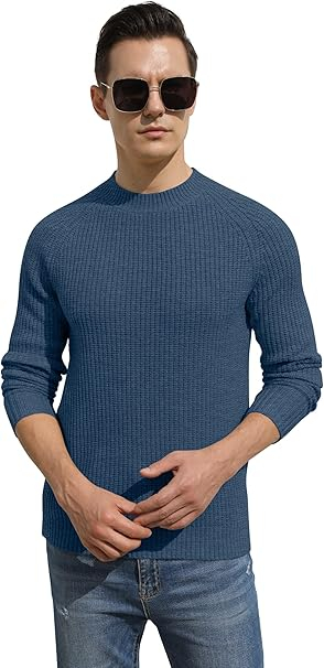 Bluza albastrudeschis casual respirabila pentru barbati, pulover tricotat, XL [5]