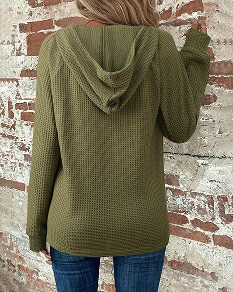 Bluza verde texturata larga, cu maneci lungi, decolteu V cu nasturi 2XL [4]