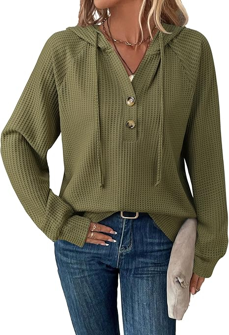 Bluza verde texturata larga, cu maneci lungi, decolteu V cu nasturi 2XL [2]