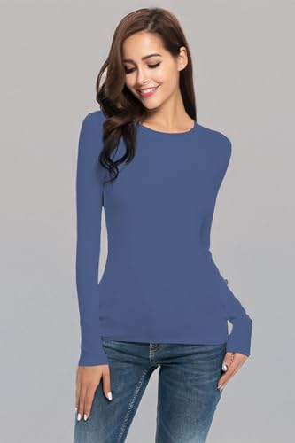 Bluza pe corp, cu maneci lungi pentru femei, bleu L [5]