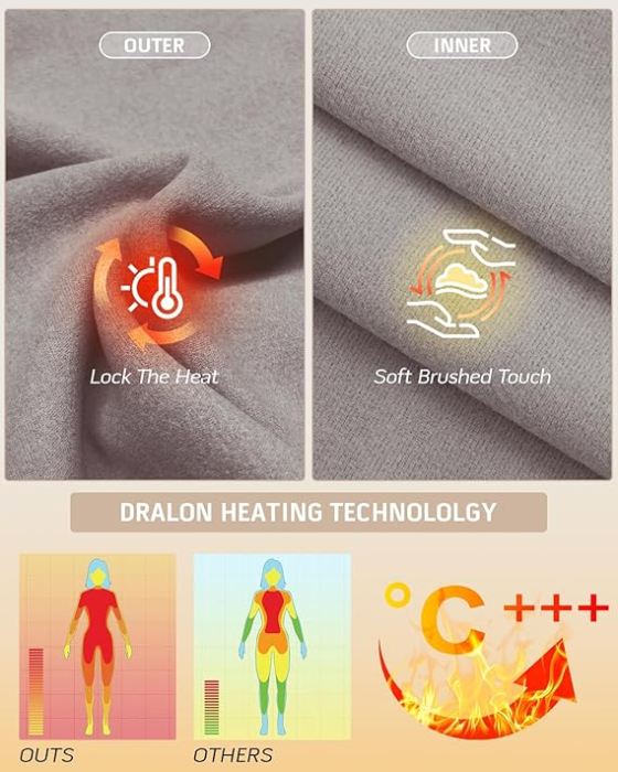 Bluza termica, pe corp, cu maneci lungi, pulover pentru femei, gri M [4]