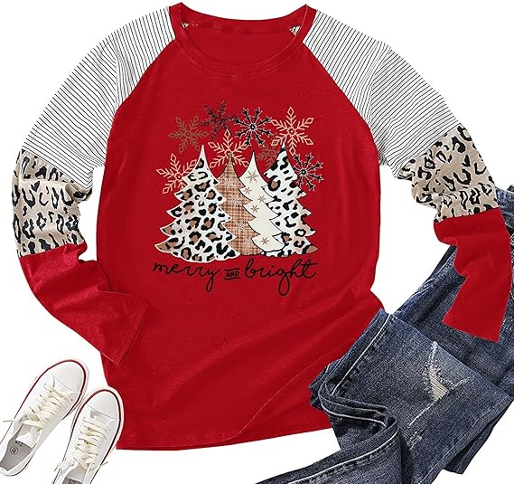 Bluza lejera pentru femei, rosie cu model sarbatori M [4]