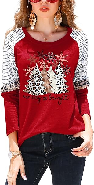 Bluza lejera pentru femei, rosie cu model sarbatori M [2]