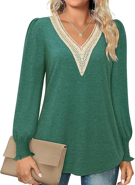 Bluza de vară pentru femei,  cu maneci lungi evazate, verde S [1]