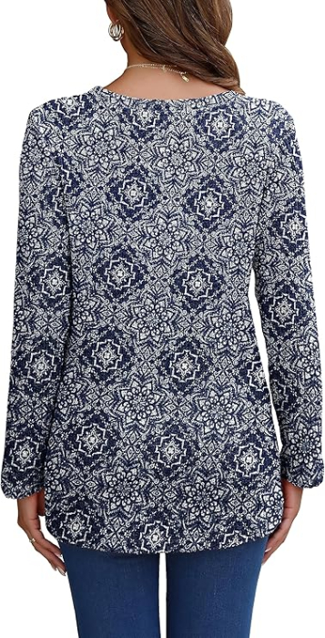 Bluza eleganta lejera pentru femei, maneca lunga, decolteu rotund M [3]