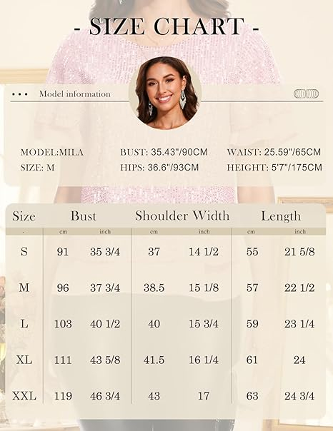 Bluza eleganta lejera pentru femei, maneci scurte, decolteu rotund, Roz cu paiete S [6]