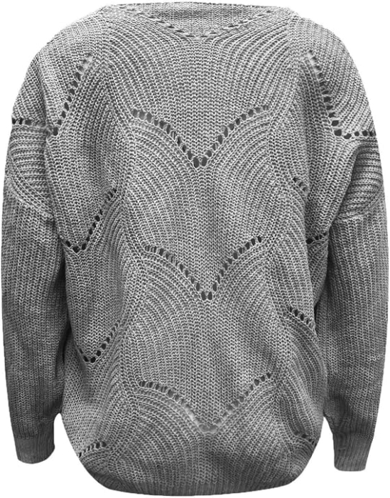 Pulover gri Damă Snowflake, bluza Mărimea L, Oversized, Mâneci Batwing, Color Block [4]