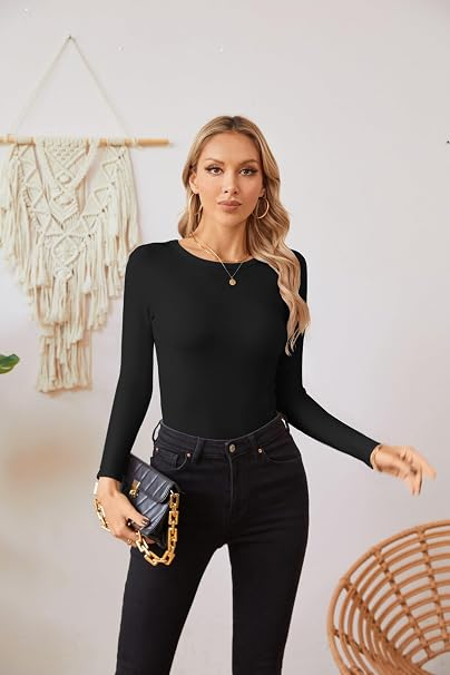 Bluză neagra Damă Tricotată, Mâneci Lungi, Decolteu Rotund, Slim Fit, XL [4]