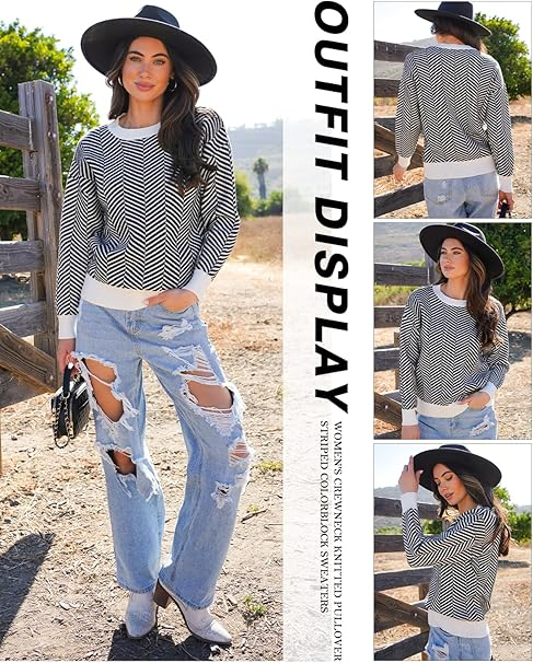 Bluza larga cu maneci lungi, alba cu dungi negre 2XL [4]