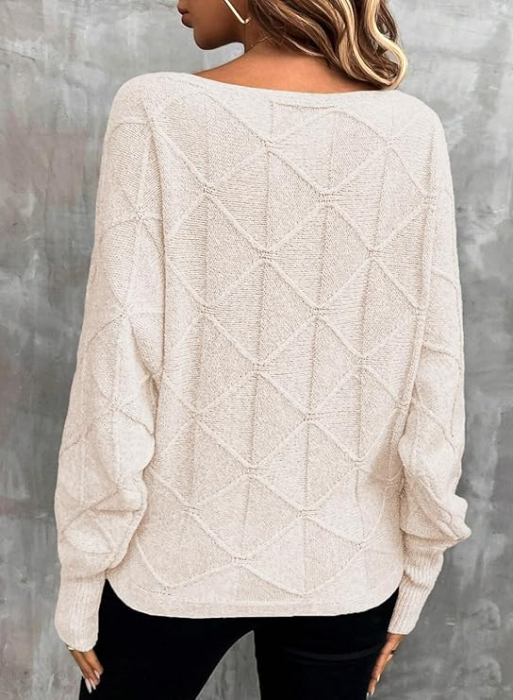 Bluza larga pentru femei, pulover fin tricotat, alb 2XL [3]