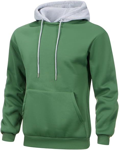Bluza lejera pentru barbati, cu maneci lungi, hanorac verde cu gluga S [4]