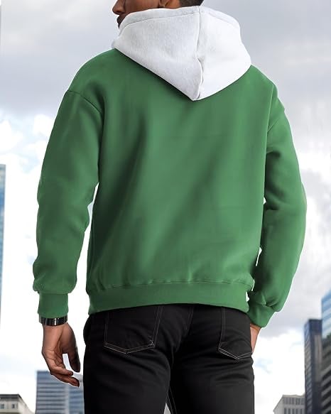 Bluza lejera pentru barbati, cu maneci lungi, hanorac verde cu gluga S [3]