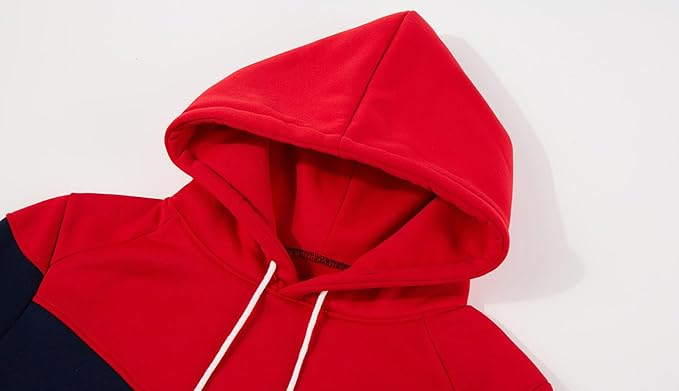 Bluza lejera pentru barbati, cu maneci lungi, hanorac albastru/rosu cu gluga S [4]