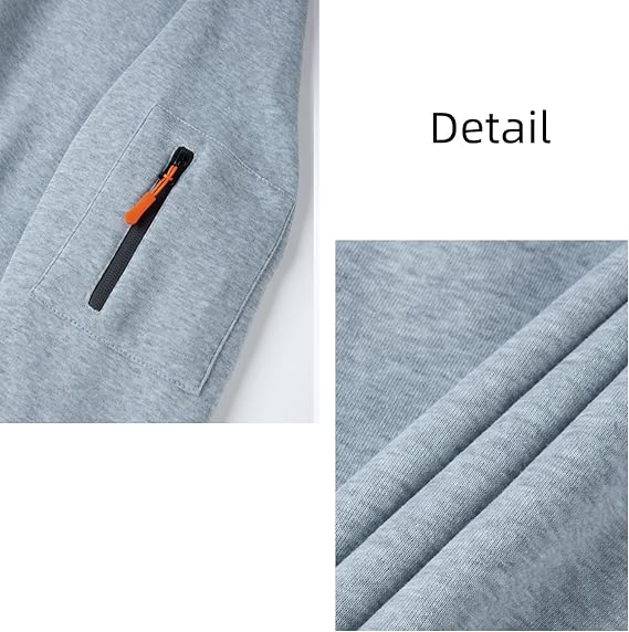 Bluza lejera pentru barbati, cu maneci lungi, hanorac gri cu gluga 3XL [4]