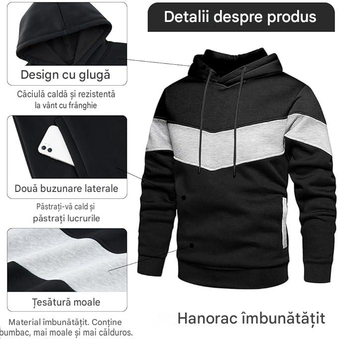 Bluza lejera pentru barbati, cu maneci lungi, hanorac negru, gri, cu gluga 3XL [6]