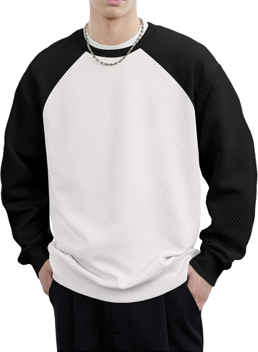 Bluza lejera pentru barbati, cu maneci lungi, pulover Alb S [5]