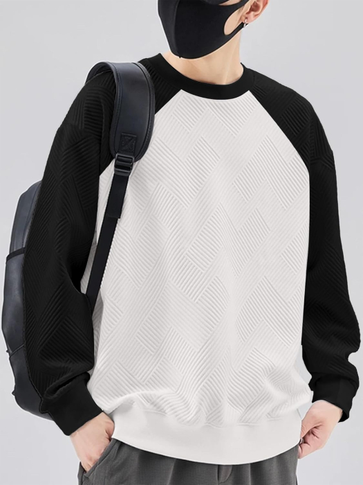 Bluza lejera pentru barbati, cu maneci lungi, pulover Alb S [6]