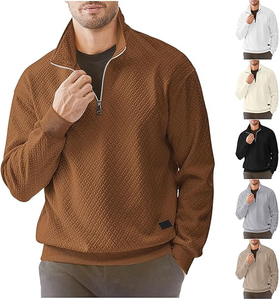 Bluza lejera pentru barbati, cu maneci lungi, pulover Maro cu fermoar 1/4 S [2]