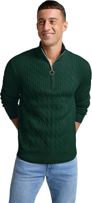 Bluza lejera pentru barbati, cu maneci lungi, pulover M Verde [5]