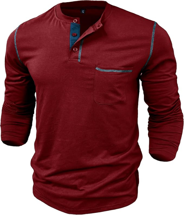 Bluza lejera pentru barbati, cu maneci lungi, pulover rosu M [2]