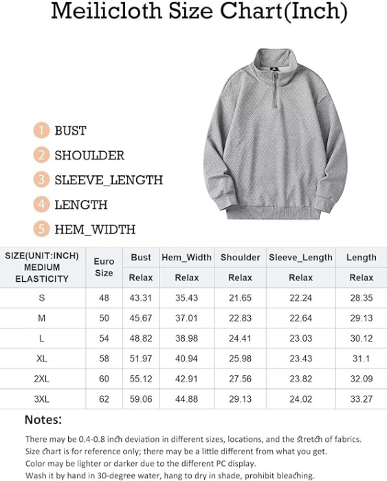 Bluza lejera pentru barbati, cu maneci lungi, pulover Bej cu fermoar 1/4 3XL [6]