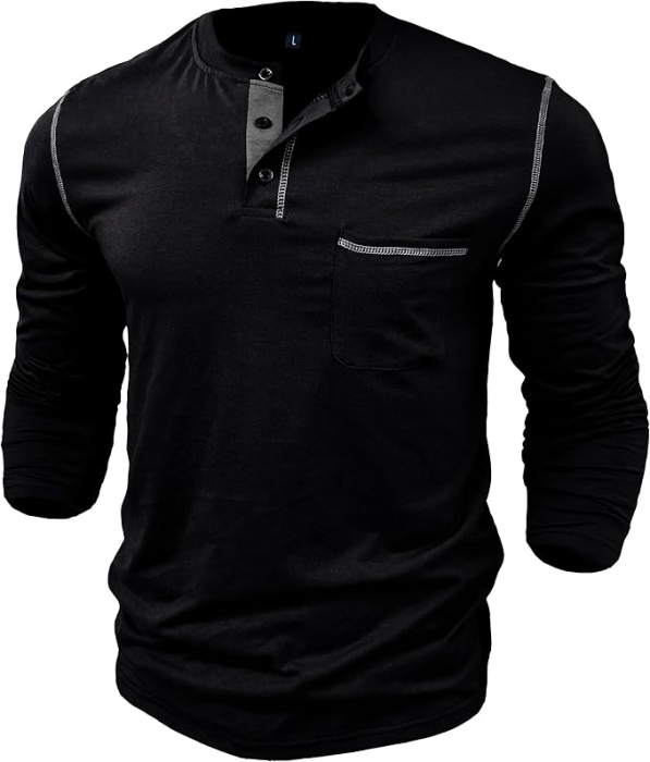 Bluza lejera pentru barbati, cu maneci lungi, pulover negru M [2]