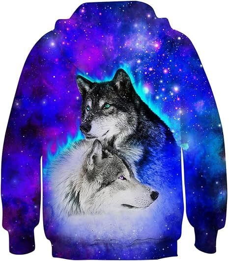 Bluza lejera pentru copii, cu maneci lungi, hanorac albastru cu model 3D si gluga 14-16 ani [2]
