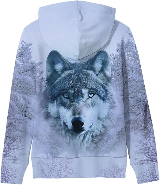 Bluza lejera pentru copii, cu maneci lungi, hanorac albastru cu model 3D si gluga 5-6 ani [4]