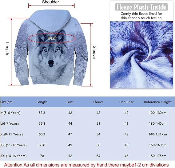 Bluza lejera pentru copii, cu maneci lungi, hanorac albastru cu model 3D si gluga 5-6 ani [6]