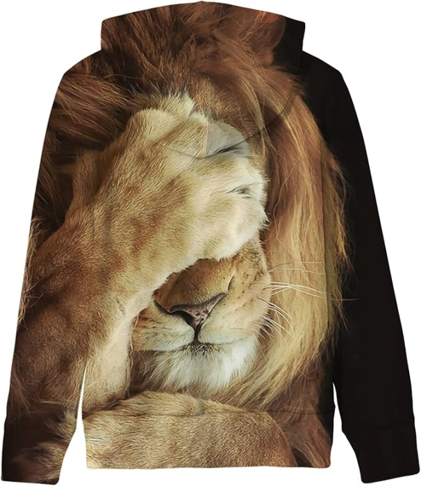 Bluza lejera pentru copii, cu maneci lungi, hanorac maro cu model 3D si gluga 14-16 ani [3]