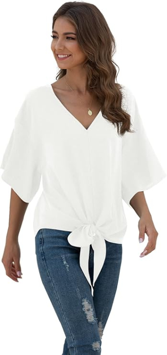 Bluza lejera pentru femei, alba din sifon, S [3]