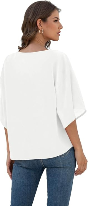 Bluza lejera pentru femei, alba din sifon, S [4]