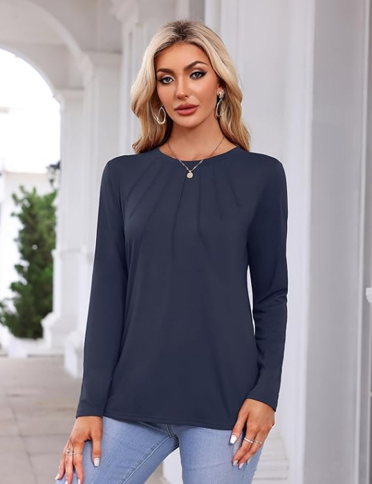 Bluza lejera pentru femei, maneci lungi, albastra 2XL [3]