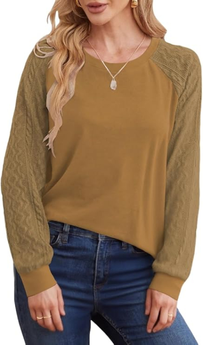 Bluza lejera pentru femei, maneci lungi, maro L [3]