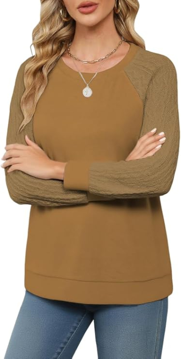 Bluza lejera pentru femei, maneci lungi, maro L [2]