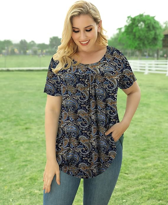 Bluza lejera pentru femei, maneci scurte, dantelate, albastru inchis L [4]