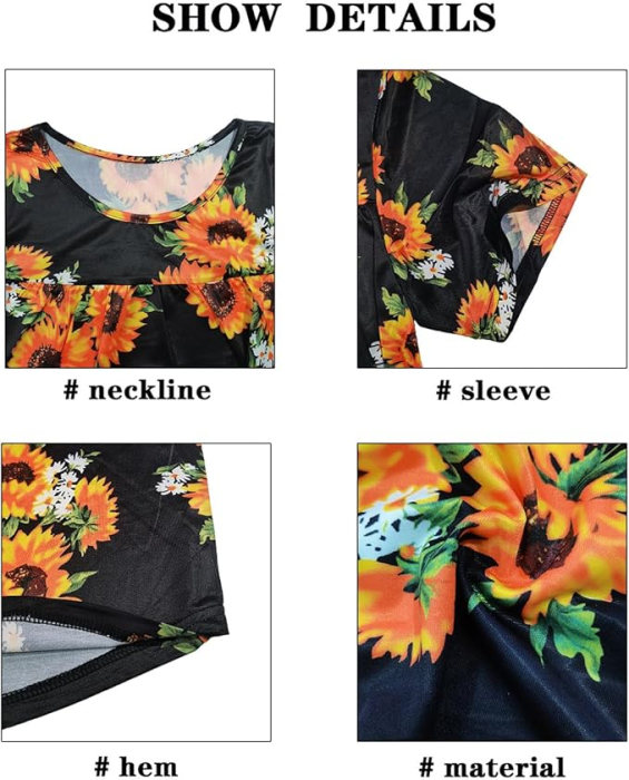 Bluza lejera pentru femei, maneci scurte, dantelate, neagra cu flori M [7]