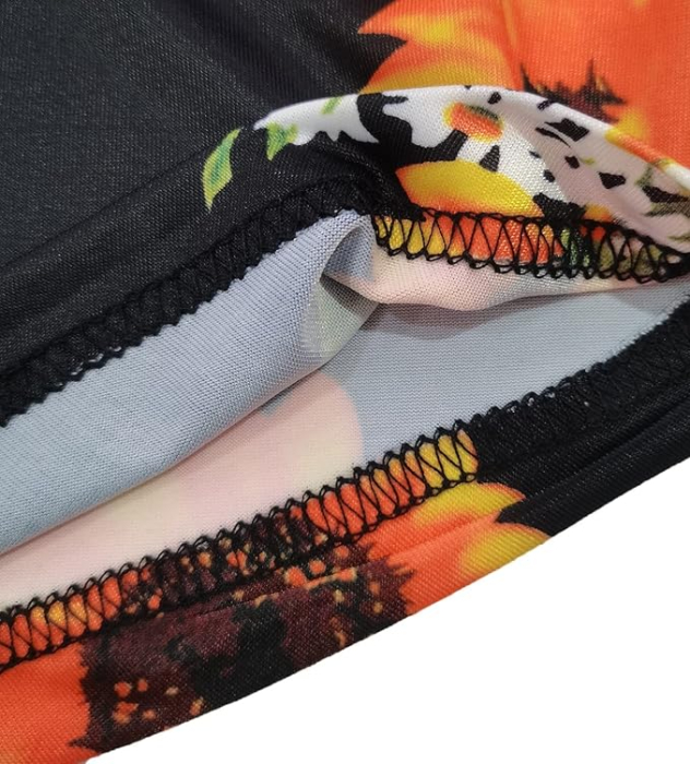 Bluza lejera pentru femei, maneci scurte, dantelate, neagra cu flori XL [5]