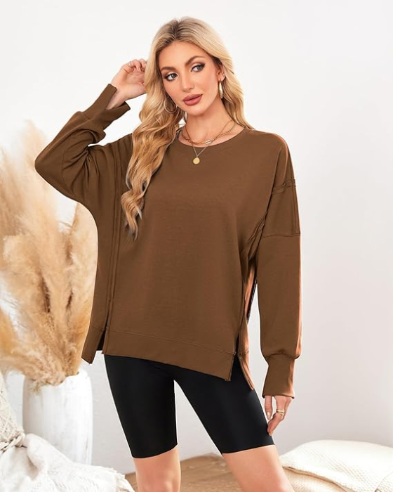 Bluza lejera pentru femei, pulover respirabil, maro M [2]